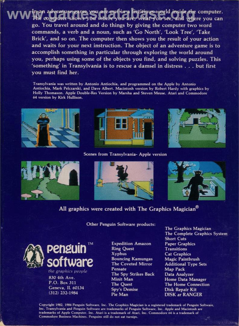 Transylvania - Atari 8-bit - Artwork - Box Back