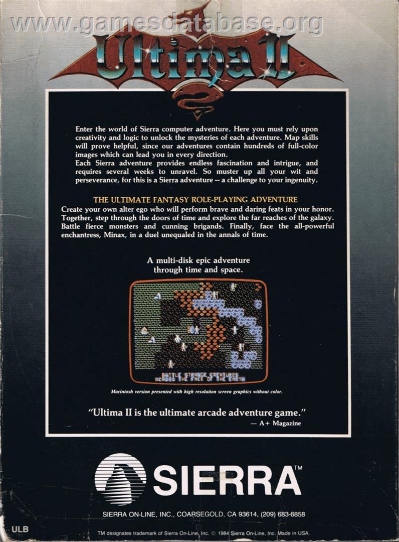 Ultima 2 - Revenge Of The Enchantress - Atari 8-bit - Artwork - Box Back