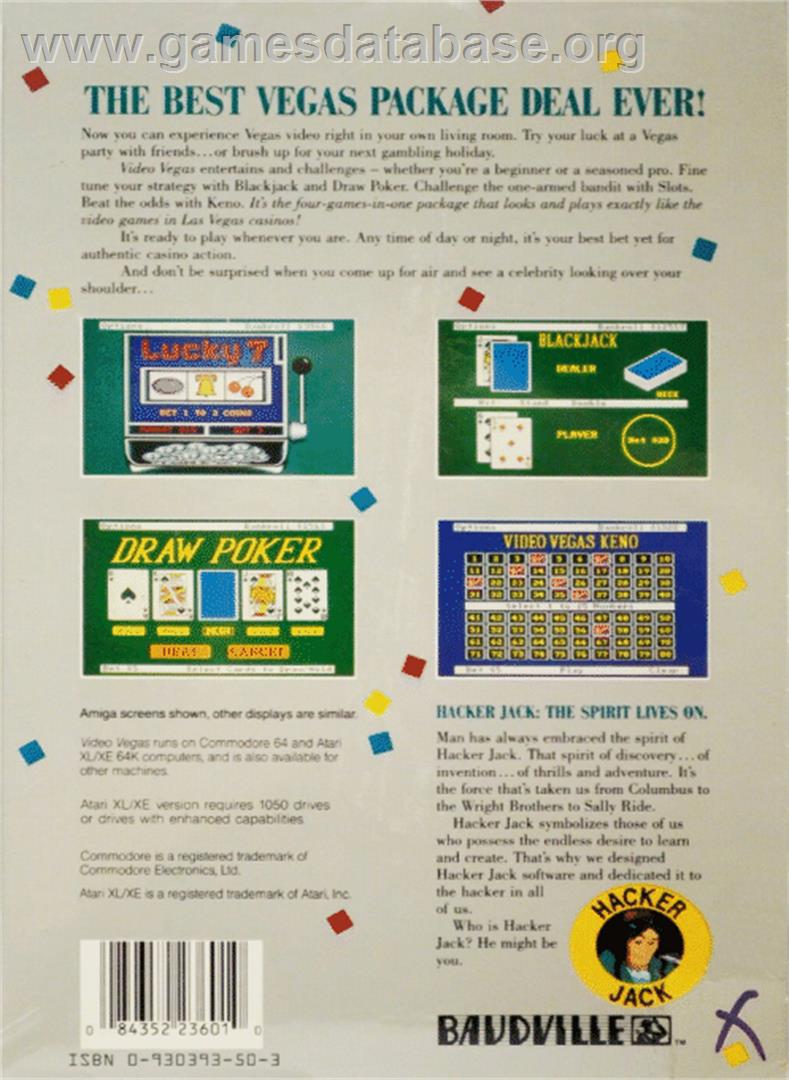 Video Vegas - Atari 8-bit - Artwork - Box Back