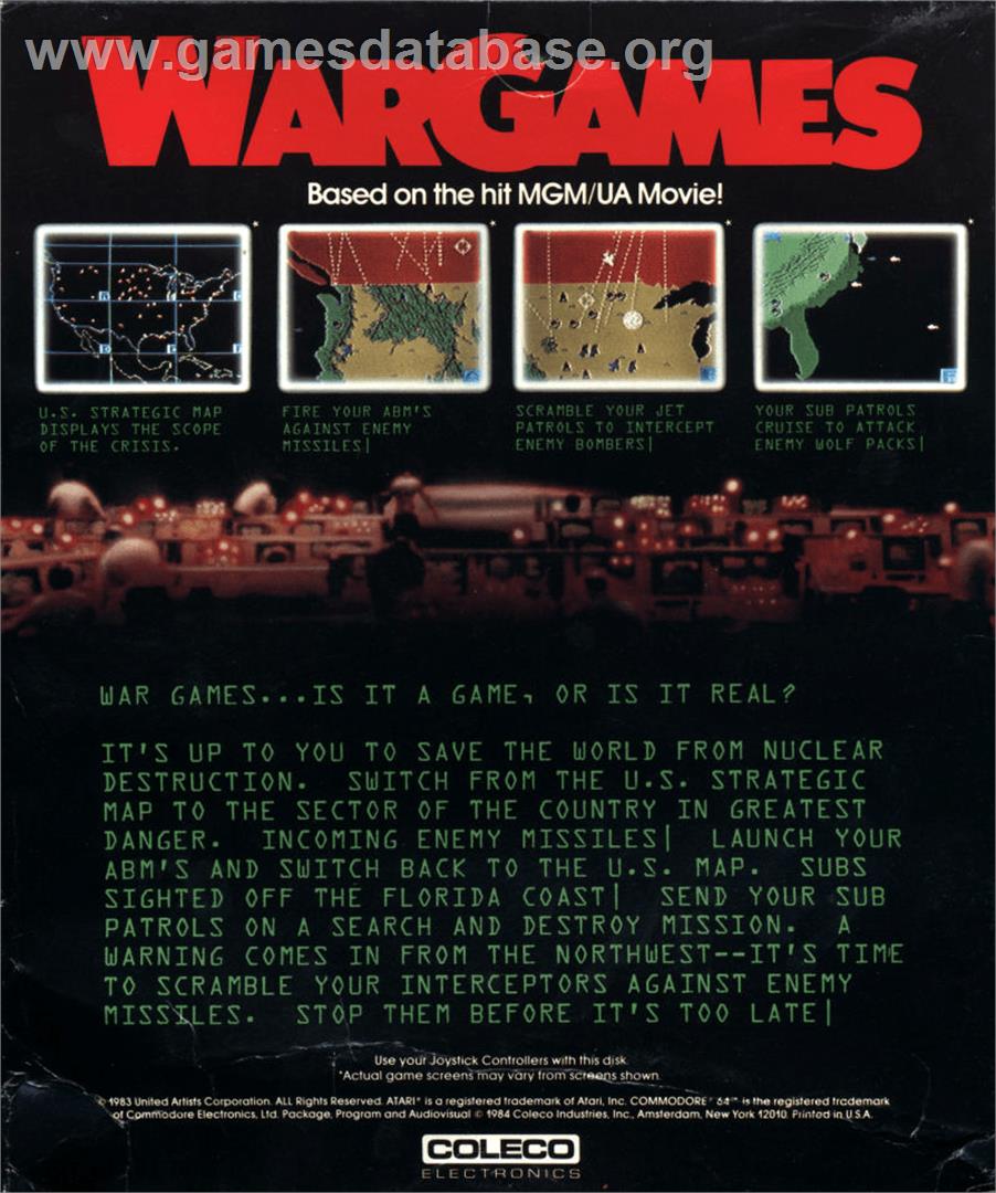 Wargames - Atari 8-bit - Artwork - Box Back
