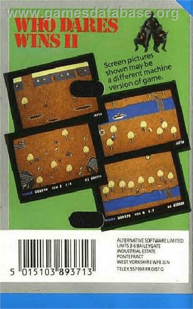 Who Dares Wins 2 - Atari 8-bit - Artwork - Box Back