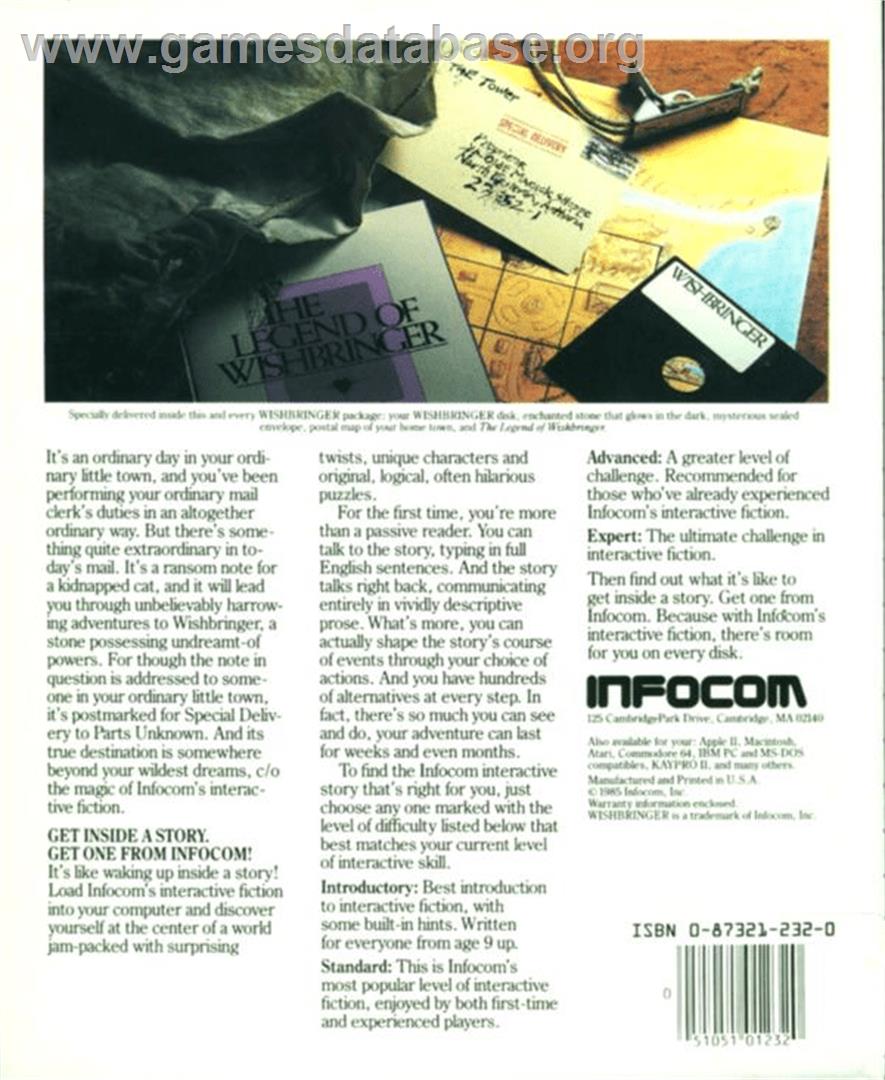 Wishbringer - Atari 8-bit - Artwork - Box Back