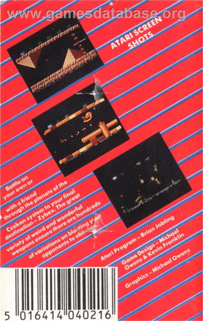 Zybex - Atari 8-bit - Artwork - Box Back