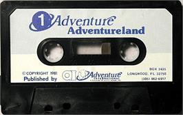 Cartridge artwork for Adventureland on the Atari 8-bit.