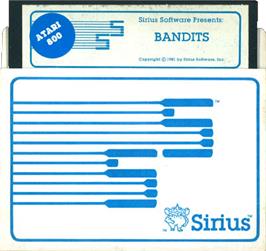 Cartridge artwork for Bandits on the Atari 8-bit.