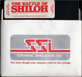Cartridge artwork for Battle of Shiloh on the Atari 8-bit.