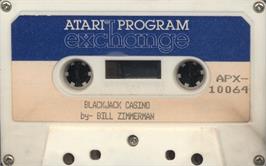 Cartridge artwork for Blackjack Casino on the Atari 8-bit.