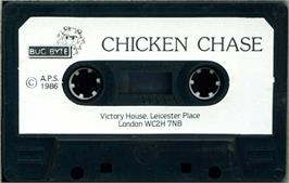 Cartridge artwork for Chicken Chase on the Atari 8-bit.