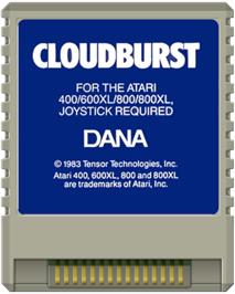 Cartridge artwork for Cloudburst on the Atari 8-bit.