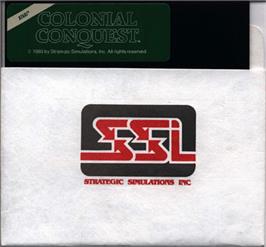 Cartridge artwork for Colonial Conquest on the Atari 8-bit.