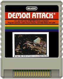 Cartridge artwork for Demon Attack on the Atari 8-bit.