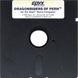 Cartridge artwork for Dragonriders of Pern on the Atari 8-bit.