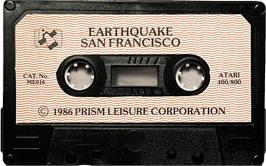 Cartridge artwork for Earthquake San Francisco 1906 on the Atari 8-bit.