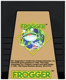 Cartridge artwork for Frogger (Parker Brothers) on the Atari 8-bit.