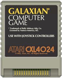 Cartridge artwork for Galaxian on the Atari 8-bit.