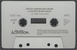 Cartridge artwork for Great American Cross-Country Road Race on the Atari 8-bit.