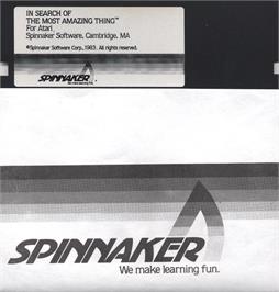 Cartridge artwork for In Search of the Most Amazing Thing on the Atari 8-bit.