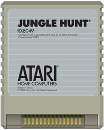 Cartridge artwork for Jungle Hunt on the Atari 8-bit.