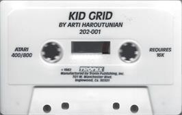 Cartridge artwork for Kid Grid on the Atari 8-bit.
