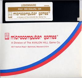 Cartridge artwork for Legionnaire on the Atari 8-bit.