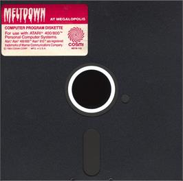 Cartridge artwork for Meltdown on the Atari 8-bit.