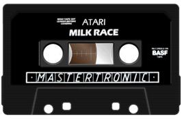 Cartridge artwork for Milk Race on the Atari 8-bit.