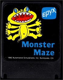 Cartridge artwork for Monster Maze on the Atari 8-bit.