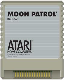 Cartridge artwork for Moon Patrol on the Atari 8-bit.