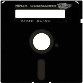 Cartridge artwork for Ninja Commando on the Atari 8-bit.