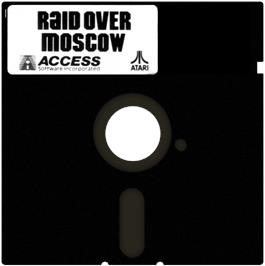 Cartridge artwork for Raid Over Moscow on the Atari 8-bit.
