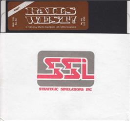 Cartridge artwork for Rails West! on the Atari 8-bit.