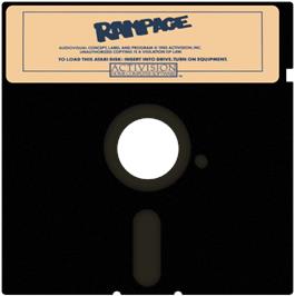Cartridge artwork for Rampage on the Atari 8-bit.