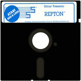 Cartridge artwork for Repton on the Atari 8-bit.