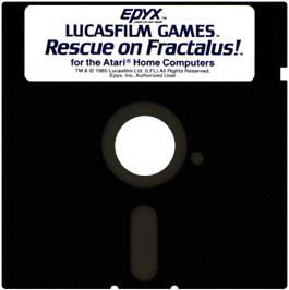 Cartridge artwork for Rescue On Fractalus! on the Atari 8-bit.
