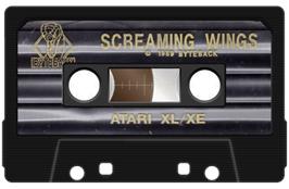 Cartridge artwork for Screaming Wings on the Atari 8-bit.