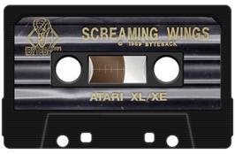 Cartridge artwork for Screaming Wings on the Atari 8-bit.