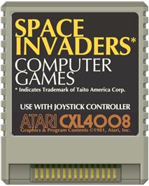Cartridge artwork for Space Invaders on the Atari 8-bit.