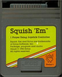 Cartridge artwork for Squish'em on the Atari 8-bit.