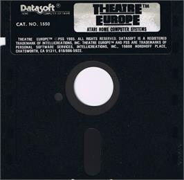 Cartridge artwork for Theatre Europe on the Atari 8-bit.