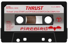 Cartridge artwork for Thrust on the Atari 8-bit.