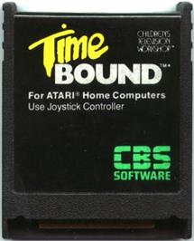 Cartridge artwork for Timebound on the Atari 8-bit.