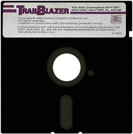 Cartridge artwork for Trailblazer on the Atari 8-bit.