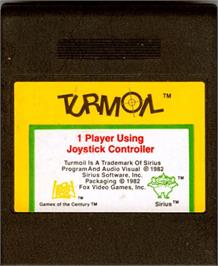 Cartridge artwork for Turmoil on the Atari 8-bit.