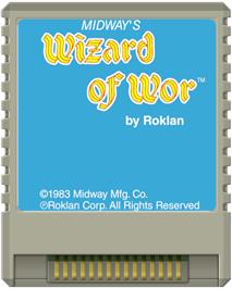 Cartridge artwork for Wizard of Wor on the Atari 8-bit.