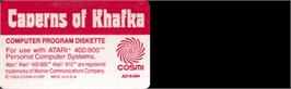 Top of cartridge artwork for Caverns of Khafka on the Atari 8-bit.