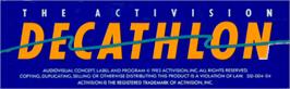 Top of cartridge artwork for Decathlon on the Atari 8-bit.