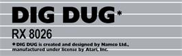 Top of cartridge artwork for Dig Dug on the Atari 8-bit.