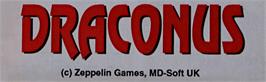Top of cartridge artwork for Draconus on the Atari 8-bit.
