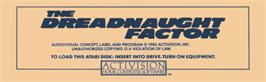 Top of cartridge artwork for Dreadnaught Factor on the Atari 8-bit.