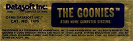 Top of cartridge artwork for Goonies, The on the Atari 8-bit.